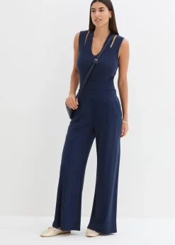 Pantalon large à pinces en jersey