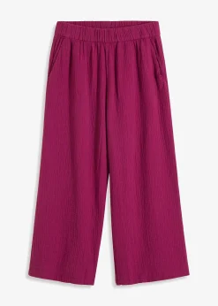 Pantalon large à pinces en gaze de coton