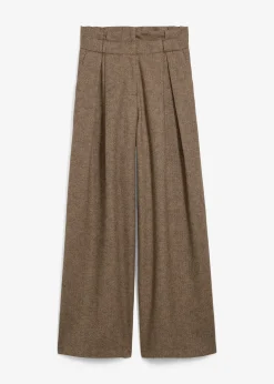 Pantalon large à pinces en laine majoritaire