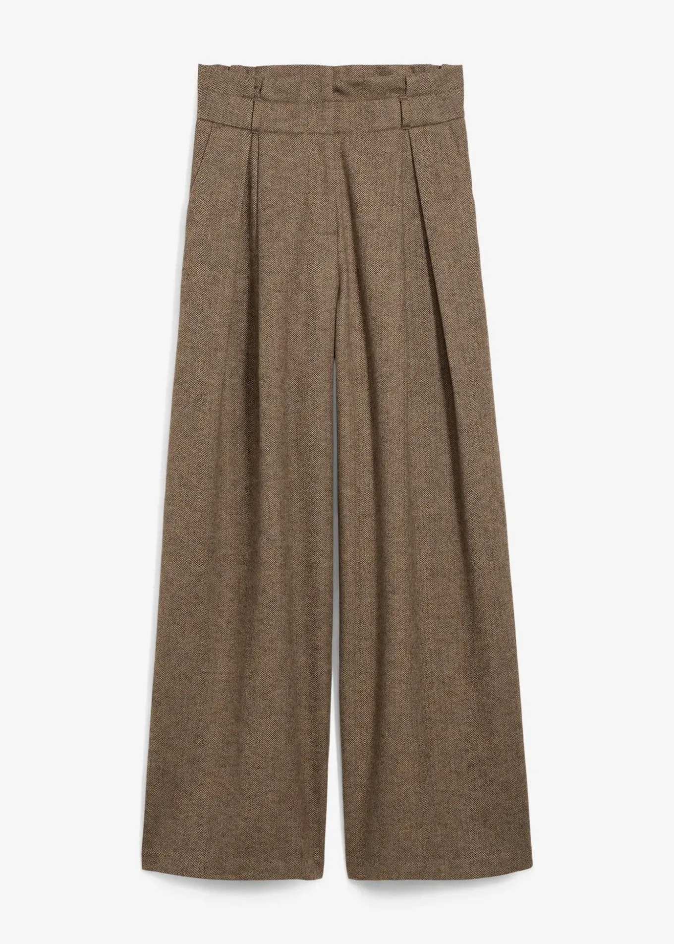 Pantalon large à pinces en laine majoritaire