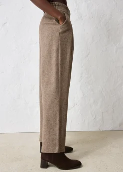 Pantalon large à pinces en laine majoritaire