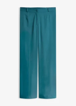 Pantalon large à pinces et taille élastiquée