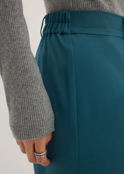 Pantalon large à pinces et taille élastiquée