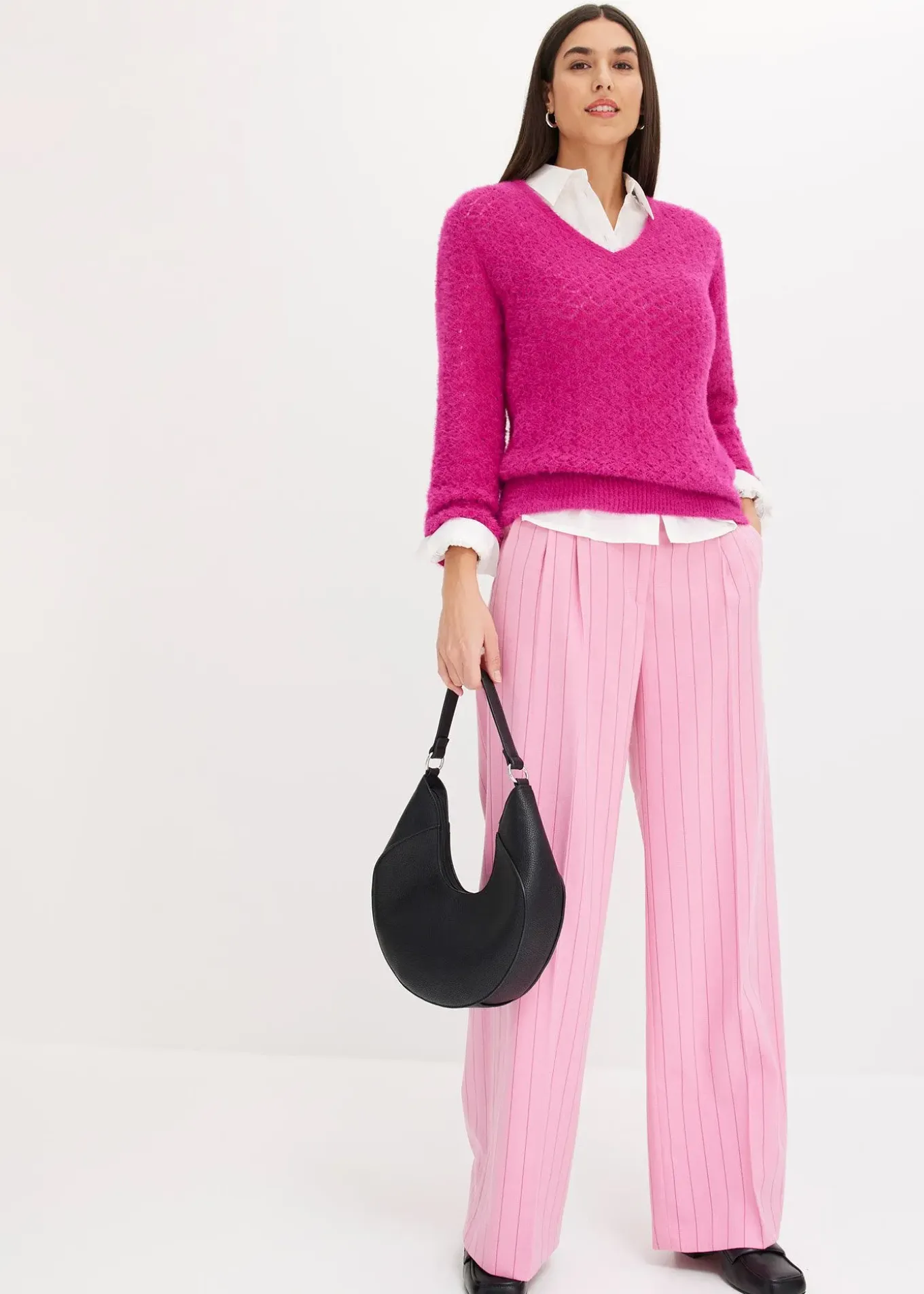 Pantalon large à pinces et rayures tennis