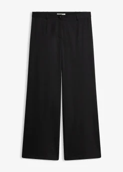 Pantalon large à pinces et taille élastiquée