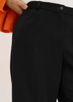 Pantalon large à pinces et taille élastiquée