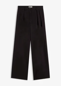 Pantalon large à pinces et taille élastiquée