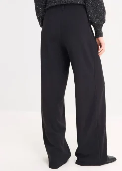 Pantalon large à pinces et taille élastiquée