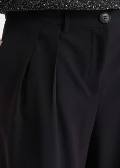 Pantalon large à pinces et taille élastiquée