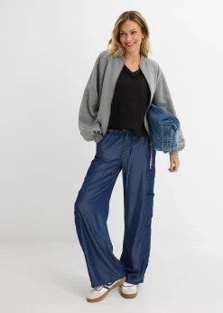 Pantalon large à taille extensible en lyocell fluide