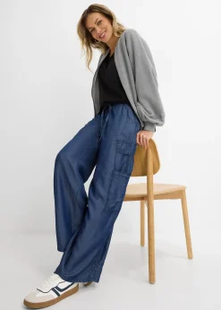 Pantalon large à taille extensible en lyocell fluide