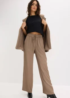 Pantalon large à taille élastiquée