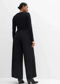 Pantalon large à taille élastiquée