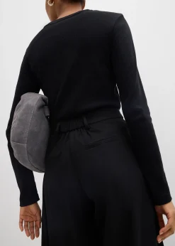 Pantalon large à taille élastiquée