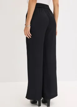 Pantalon large à taille élastiquée