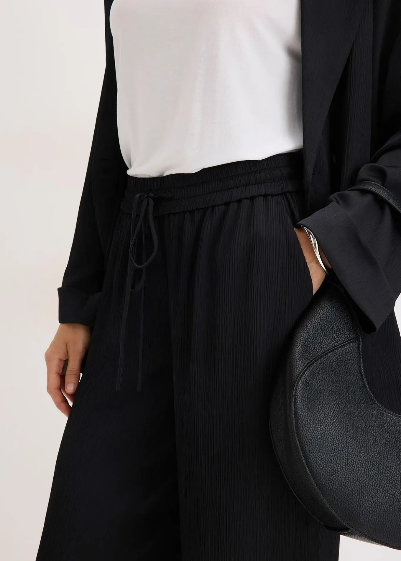 Pantalon large à taille élastiquée