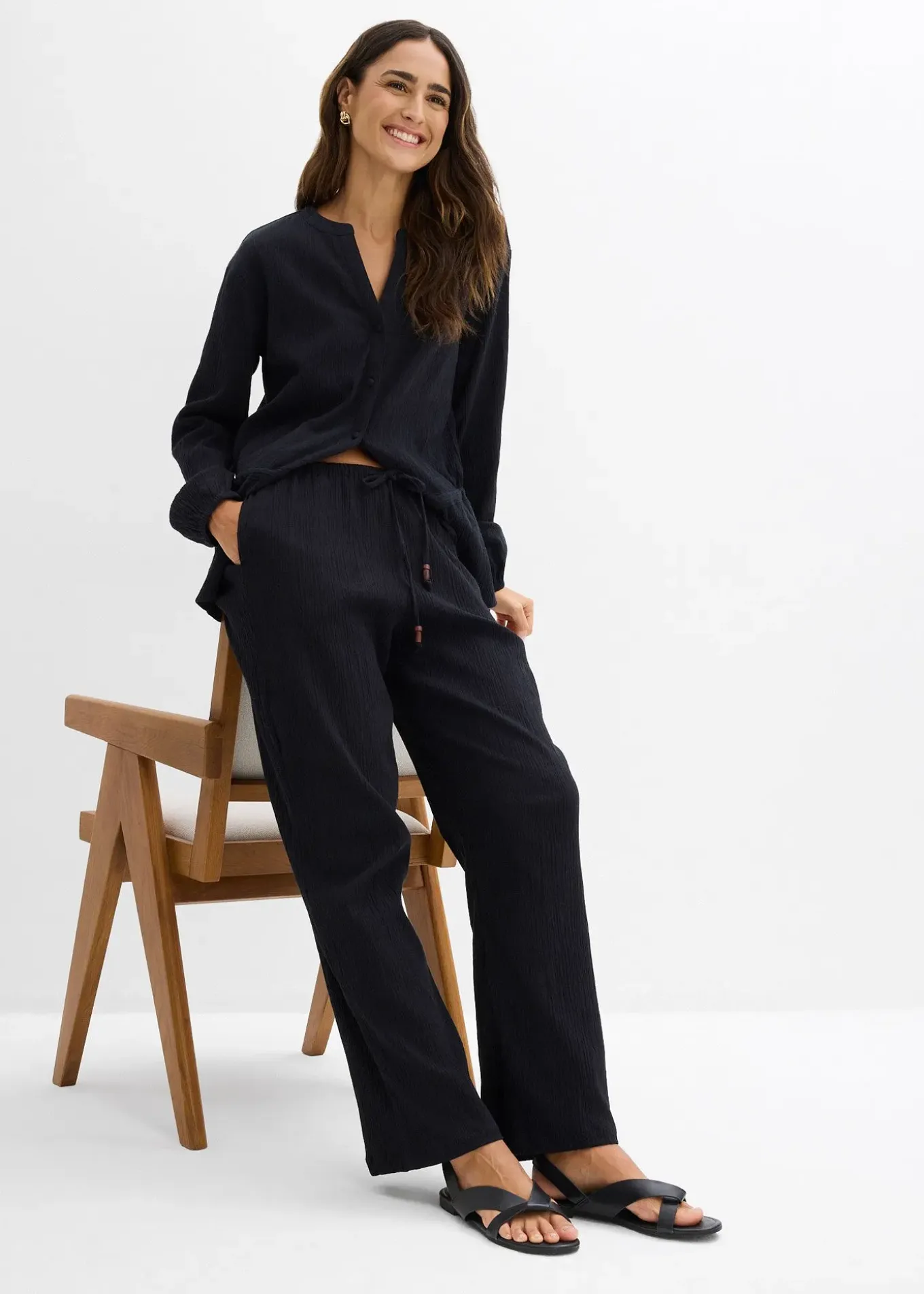 Pantalon large, effet froissé