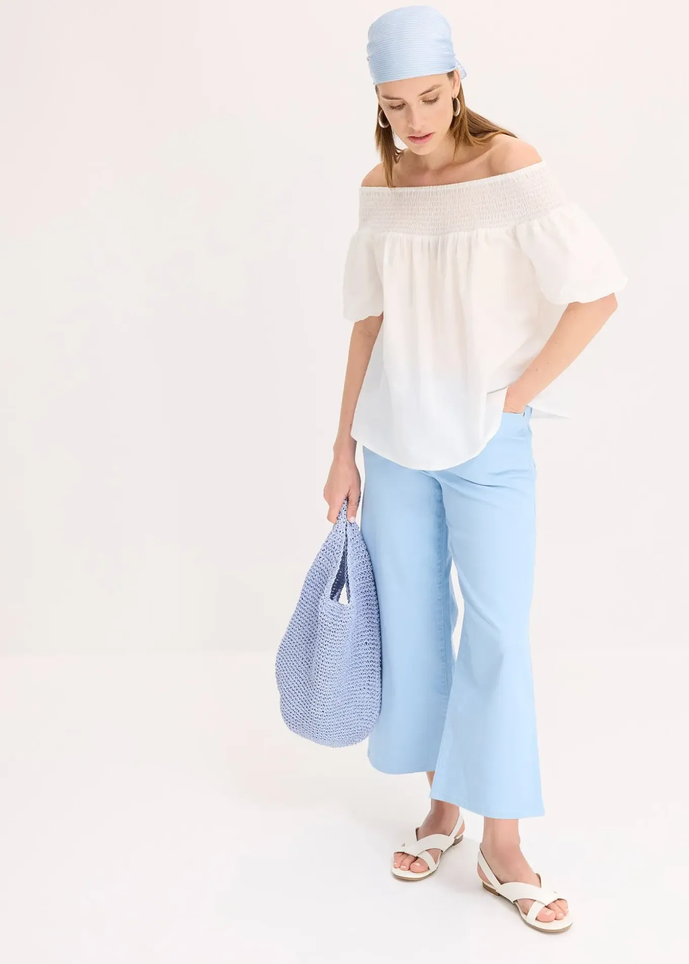 Pantalon large en coton extensible