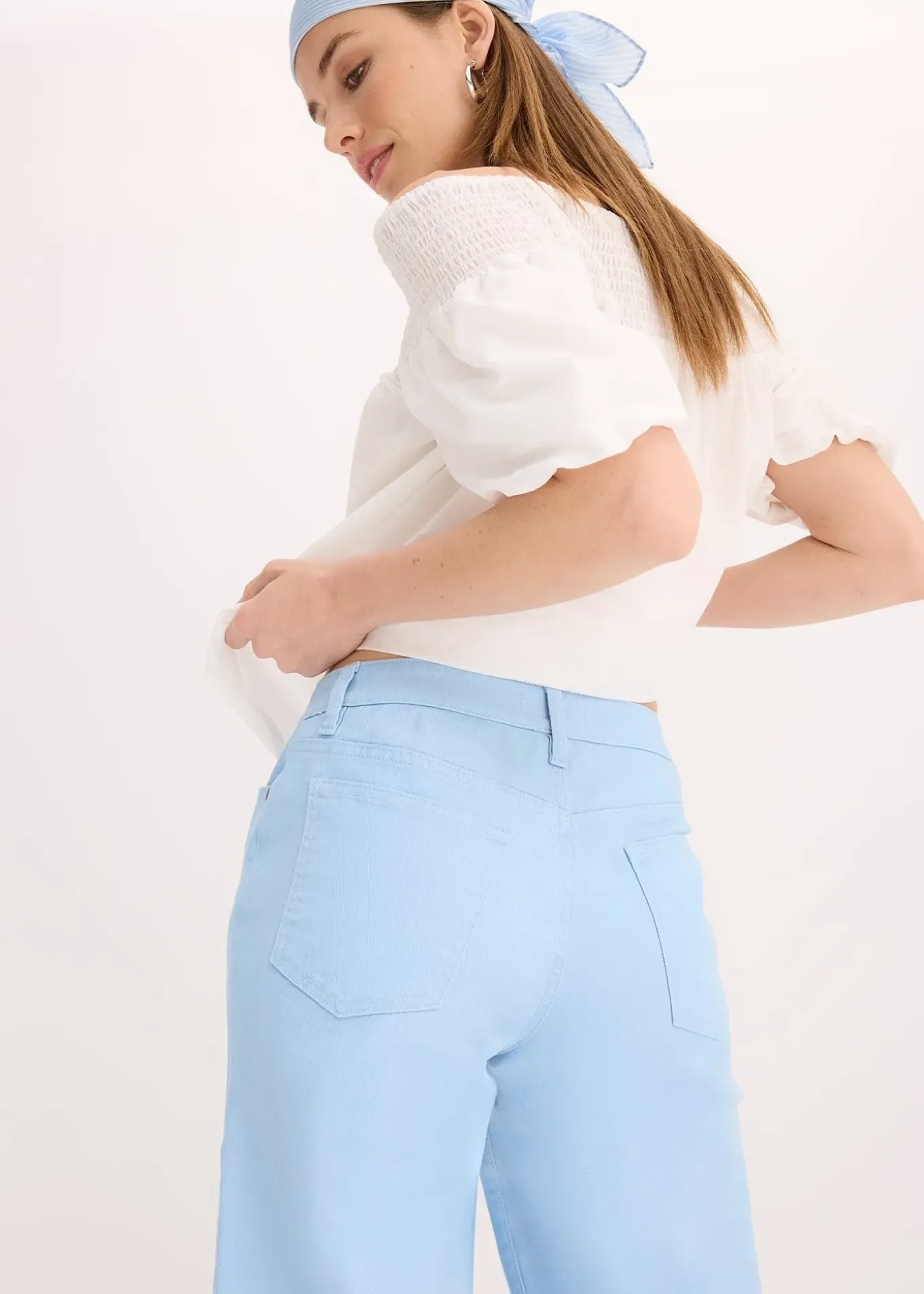 Pantalon large en coton extensible