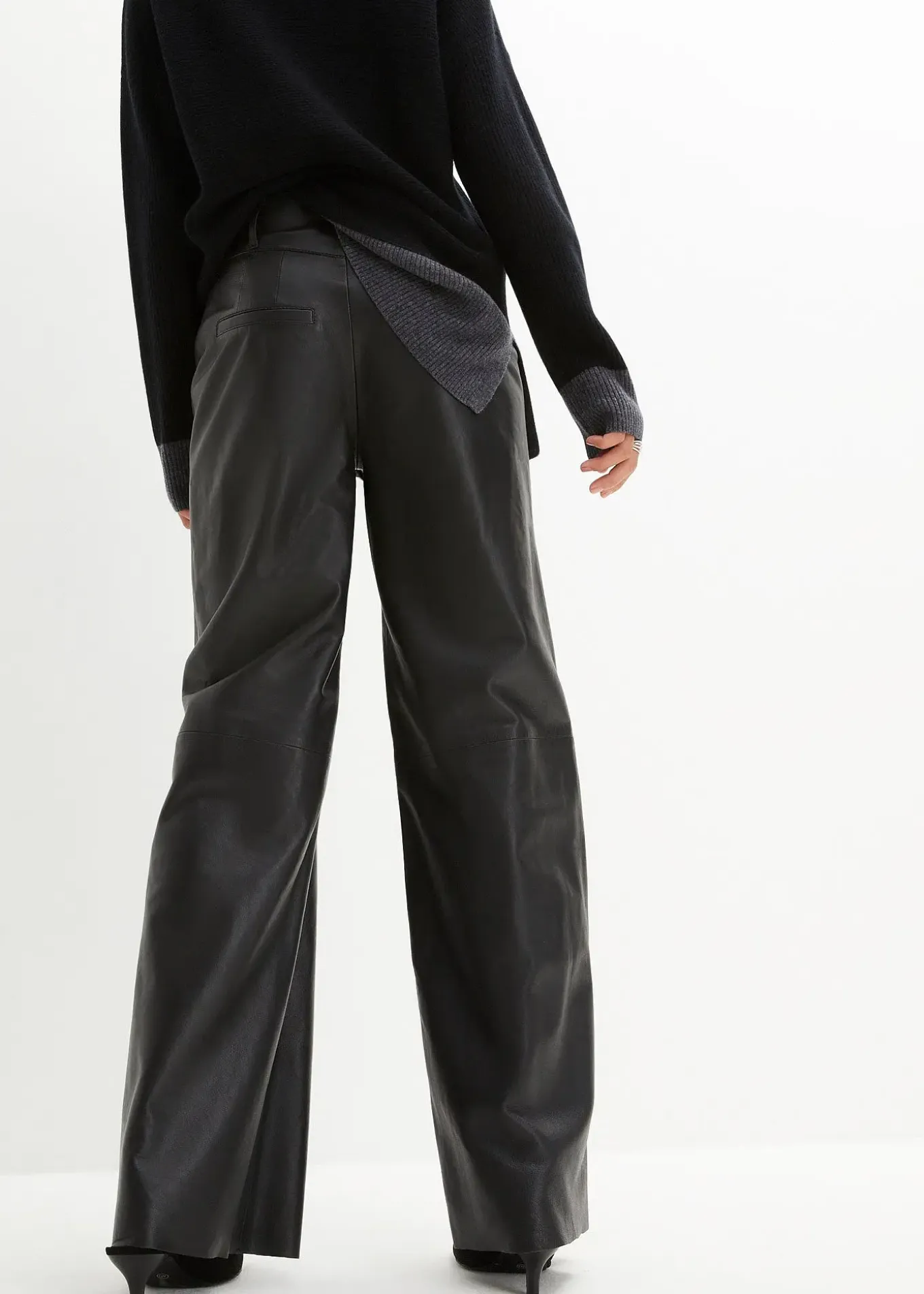 Pantalon large en cuir d’agneau nappa