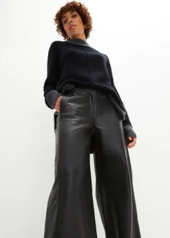 Pantalon large en cuir d’agneau nappa
