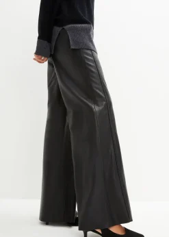 Pantalon large en cuir d’agneau nappa