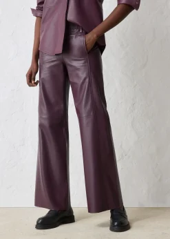 Pantalon large en cuir d’agneau nappa