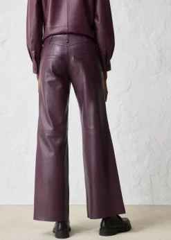 Pantalon large en cuir d’agneau nappa