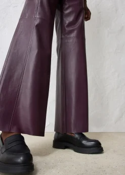 Pantalon large en cuir d’agneau nappa