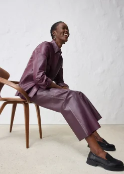 Pantalon large en cuir d’agneau nappa