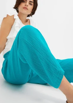 Pantalon large en gaze de coton