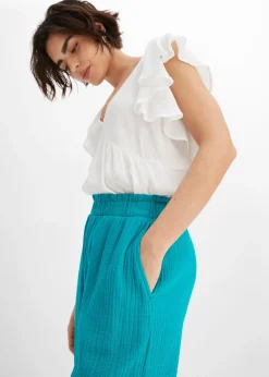 Pantalon large en gaze de coton