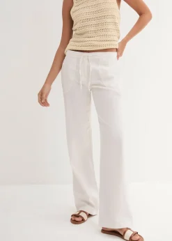 Pantalon large en lin et coton