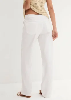 Pantalon large en lin et coton