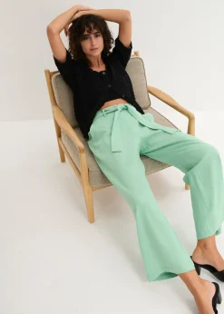 Pantalon large en lin mélangé