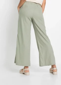 Pantalon large en lin mélangé