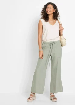 Pantalon large en lin mélangé