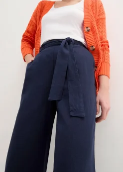 Pantalon large en lin mélangé