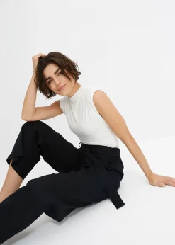 Pantalon large en lin mélangé