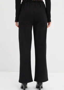 Pantalon large en sweat à ceinture contrastante