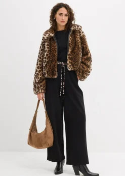 Pantalon large en sweat à ceinture contrastante