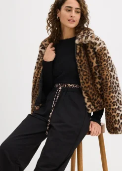 Pantalon large en sweat à ceinture contrastante