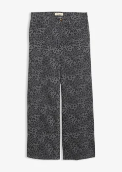 Pantalon large en twill imprimé léopard