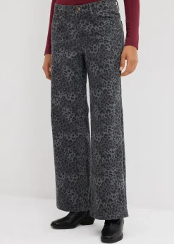 Pantalon large en twill imprimé léopard