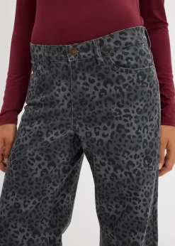 Pantalon large en twill imprimé léopard