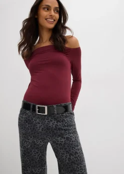 Pantalon large en twill imprimé léopard