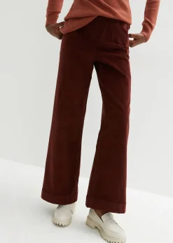 Pantalon large en velours côtelé, taille haute