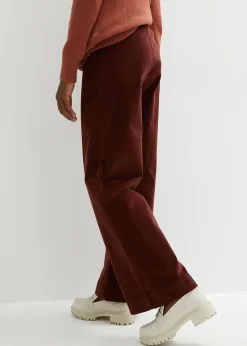 Pantalon large en velours côtelé, taille haute