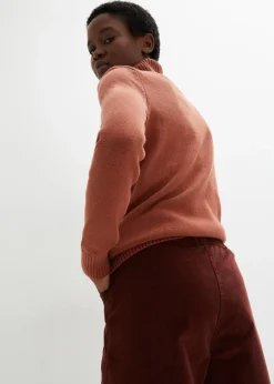 Pantalon large en velours côtelé, taille haute