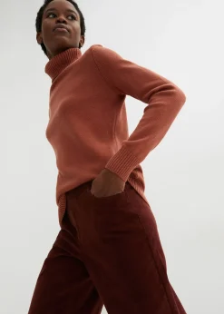 Pantalon large en velours côtelé, taille haute